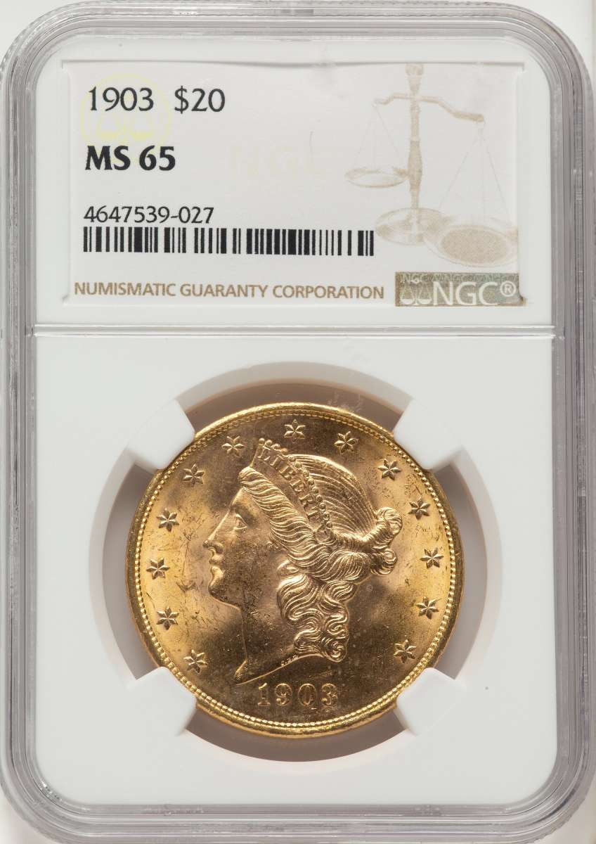Bullionshark 1903 $20 Gold Liberty Double Eagle NGC MS65 - HAT787606044 