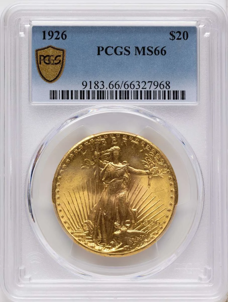 1926 $20 Saint Gaudens Double Eagle PCGS MS66 coin front image