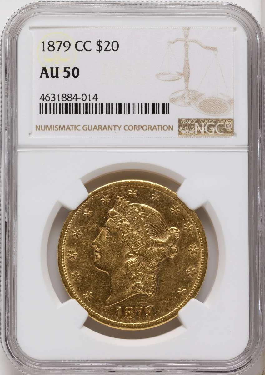 Bullionshark 1879-CC $20 Gold Liberty Double Eagle NGC AU50 - HAT791088006 