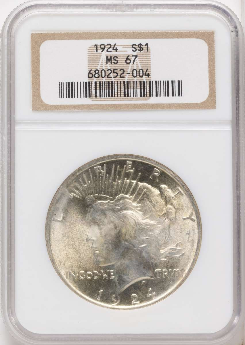 Bullionshark 1924 S$1 Peace Silver Dollar Coin NGC MS67 - HAT791626007 