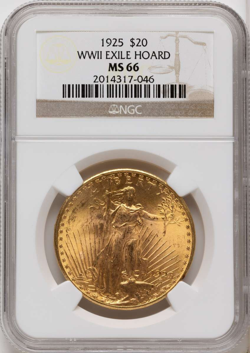 Bullionshark 1925 $20 Saint Gaudens Double Eagle NGC MS66 - HAT791643029 