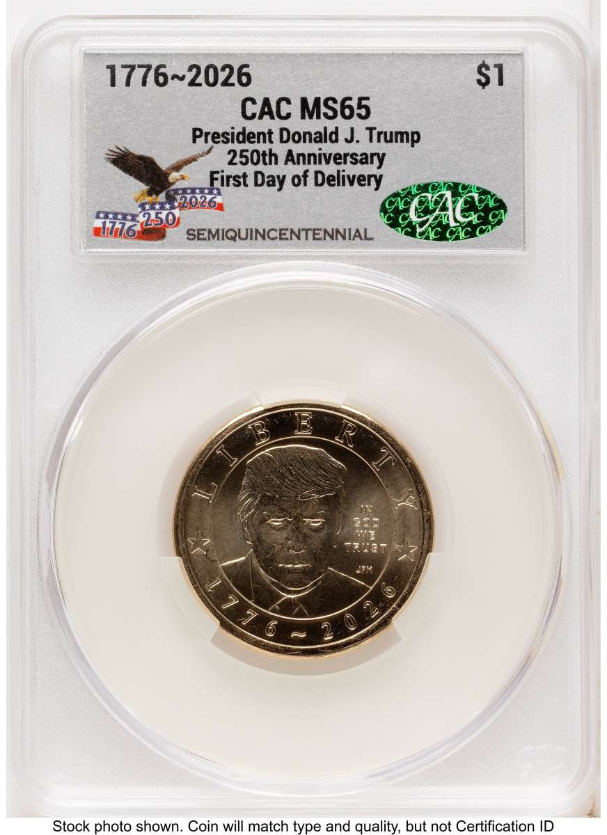 2026 $1 Modern Bullion Coin CACG MS65   Donald J. Trump Semiquincentennial coin front image