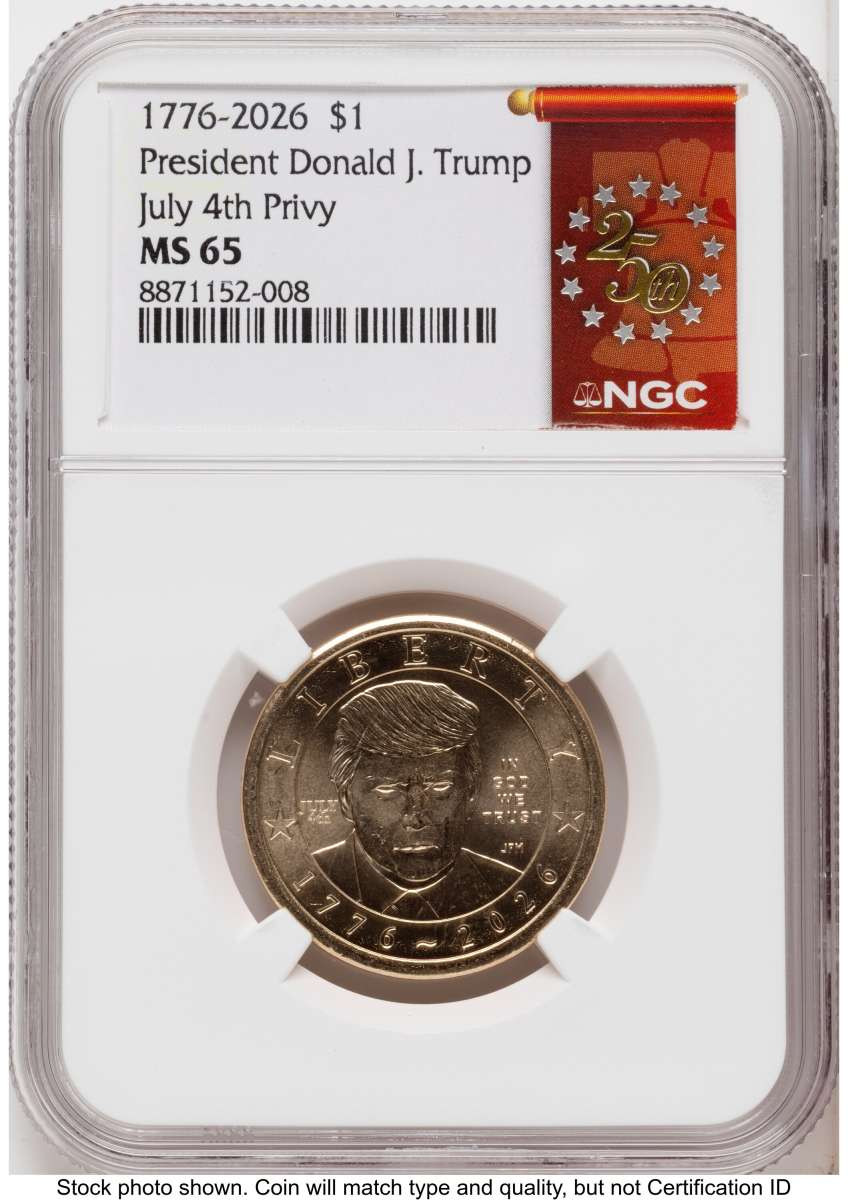 Bullionshark 2026 $1 Modern Bullion Coin NGC MS65   Donald J. Trump Semiquincentennial - July 4th Privy - HAT791466096 