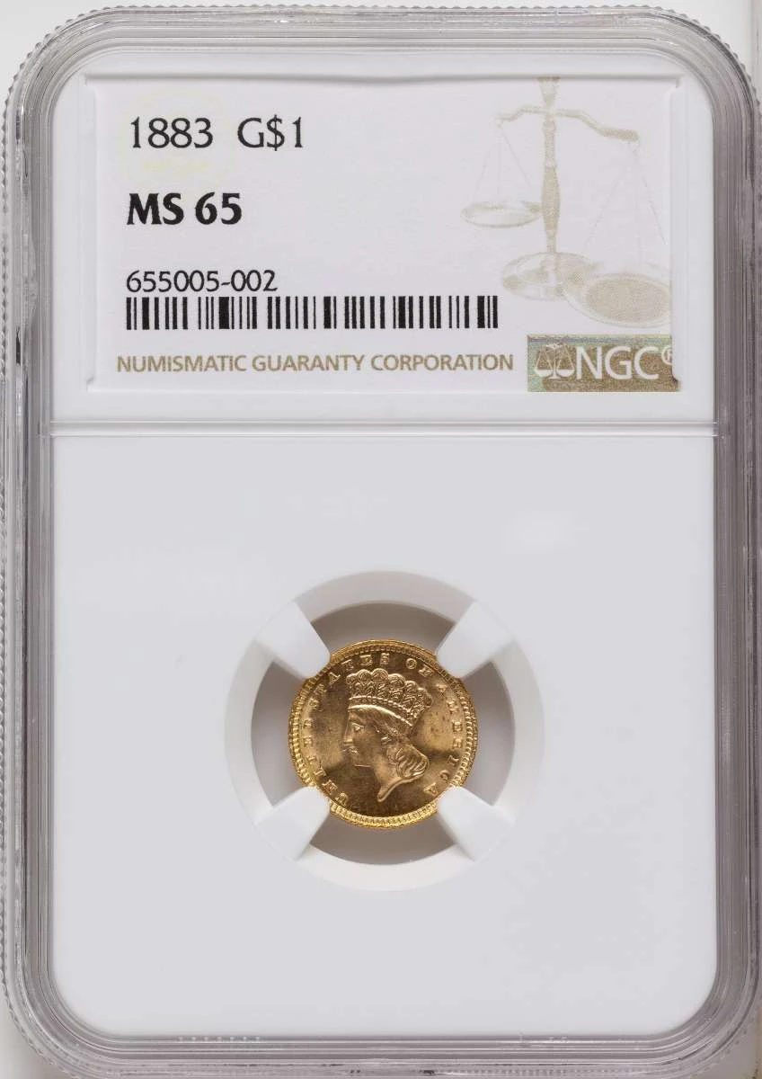 Bullionshark 1883 G$1 Gold Dollar Coin NGC MS65 - HAT67779001 