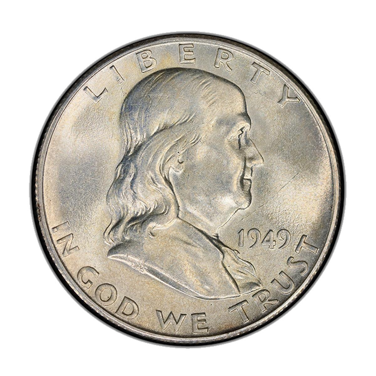 USA フランクリン 1949年 50セント 銀貨 1949-S Franklin Half Dollar Brilliant Uncirculated- BU - Bullion Shark