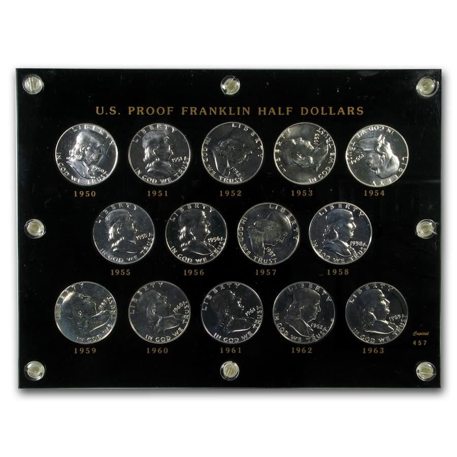1950-63 Proof Franklin Half Dollar Set Choice Proof