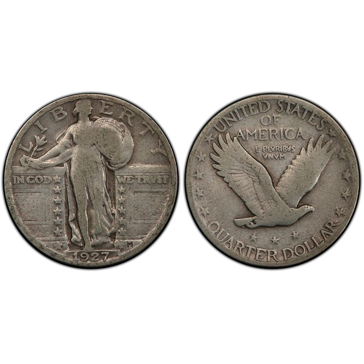 1916-1930 Standing Liberty Silver Quarter U.S. Coin - Circulated - With 24K Gold Accent?