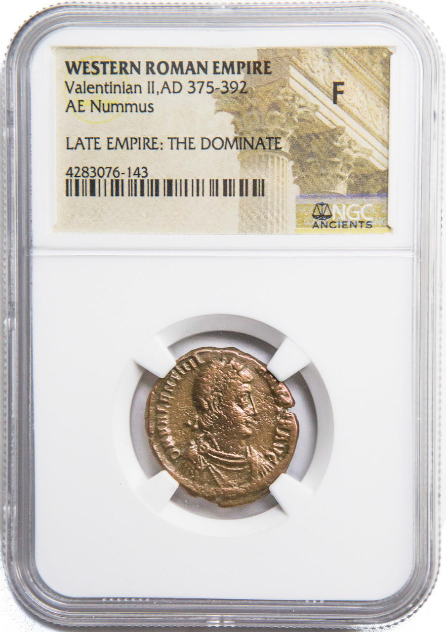古代ローマコイン　AD 375-392 　ヴァレンティニアン 2 世 Roman AE2 of Valentinian II (AD375-392) NGC (F) - Bullion Shark