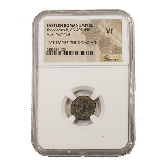Roman AE of Theodosius II (AD402-450) NGC (VF) - Bullion Shark