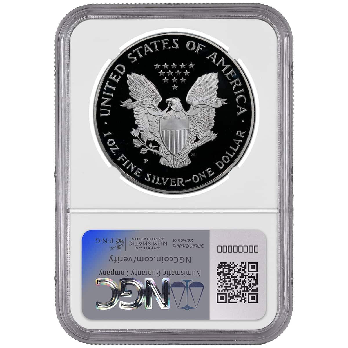 1994-P Silver Eagle NGC PF70 UCAM John Mercanti Signed - Bullion Shark