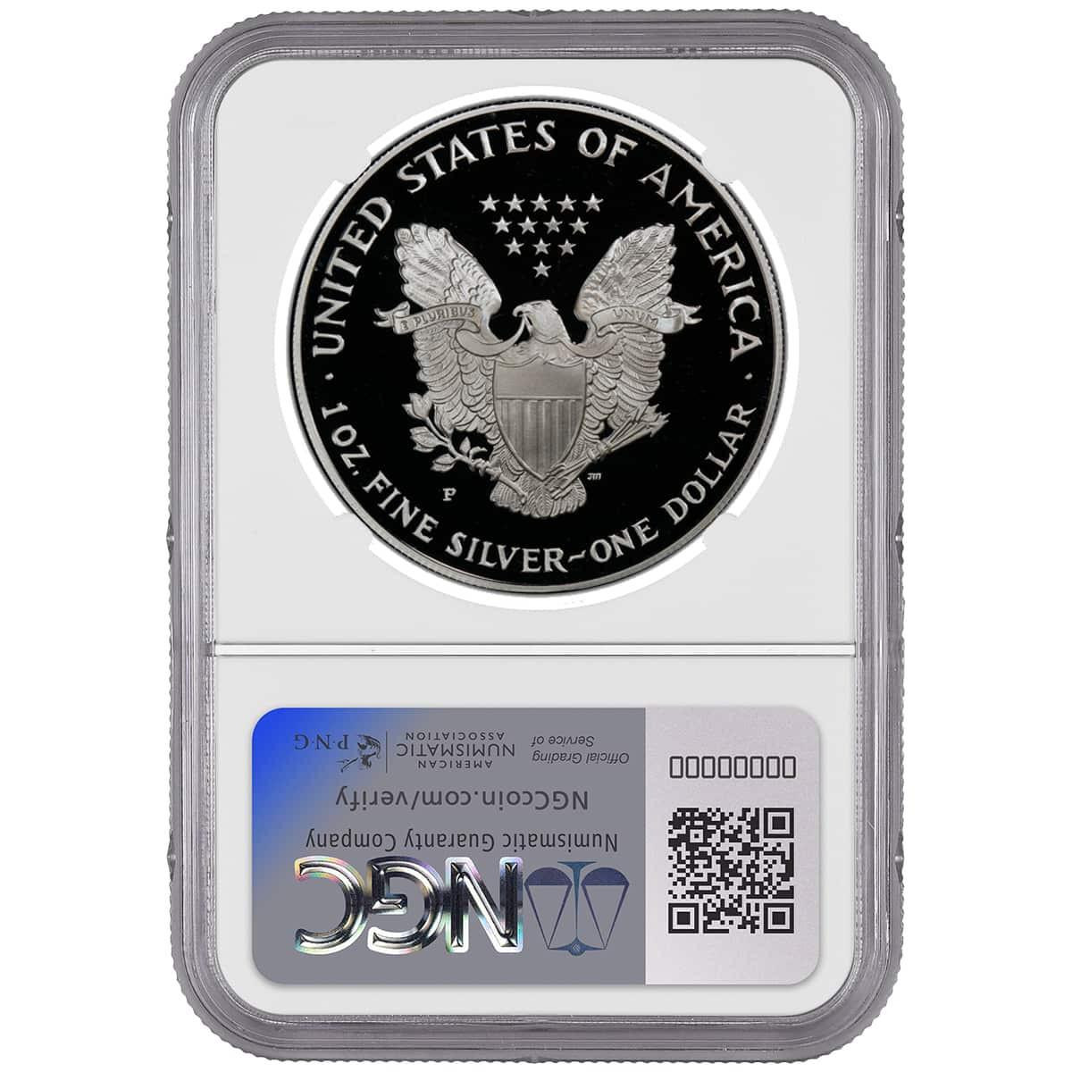 1995-P Silver Eagle NGC PF70 UCAM John Mercanti Signed