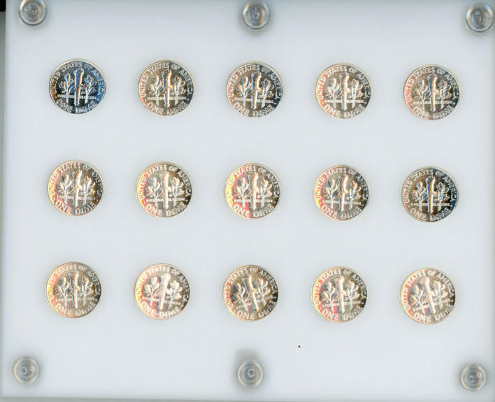 1950-1964 Silver Proof Roosevelt Dime Set - GEM Proof in holder
