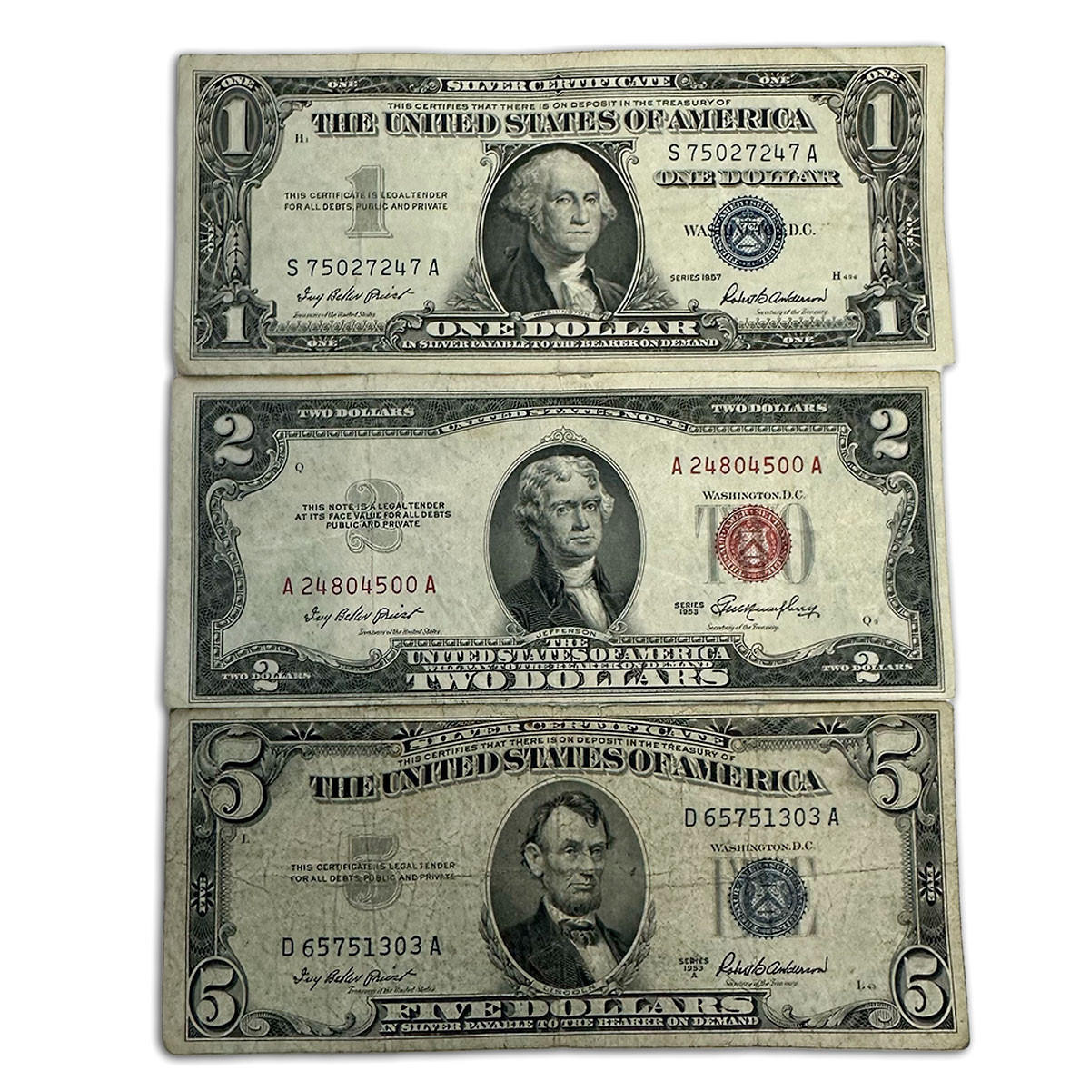 Buy $1, $2, $5 Silver, Red & Blue Seal Note Set Online