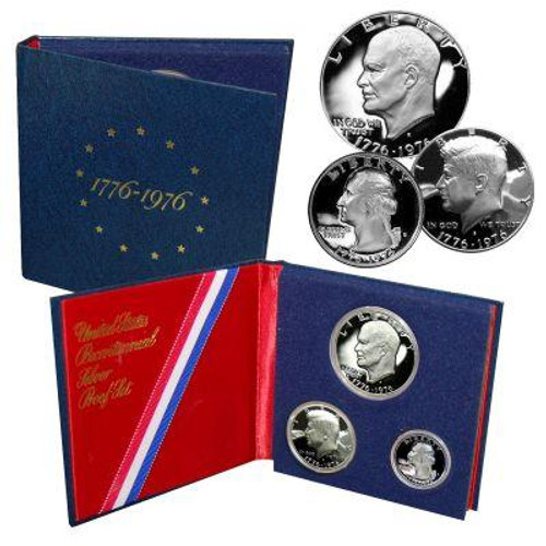 Bullionshark 1976 Bicentennial US Proof Set: Bicentennial Quarter, Bicentennial Half dollar, Bicentennial dollar