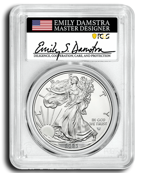 2023 Silver Eagle PGCS MS70 First Day of Issue - Emily Damstra Signed