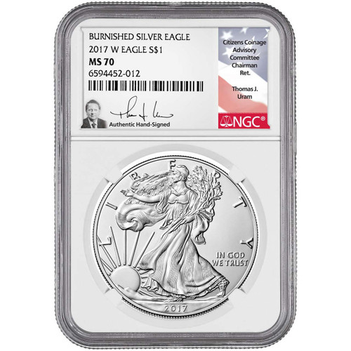 2017-W Burnished Silver Eagle NGC MS70 - Bullion Shark