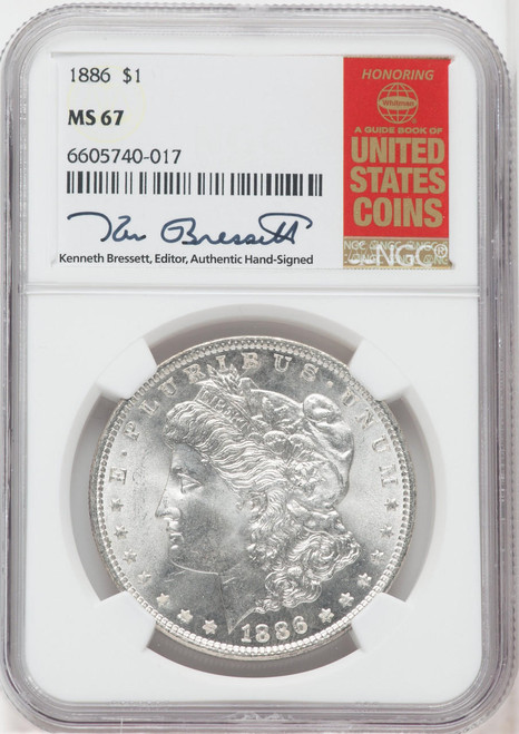 Bullionshark 1886 Silver Morgan Dollar NGC MS67 Bressett Signed-517088010