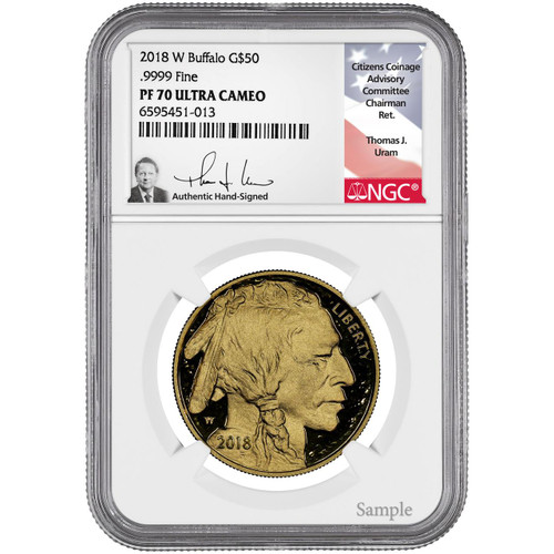 2006-W $50 Gold Buffalo NGC PF70 UCAM Thomas Uram Signed - First 