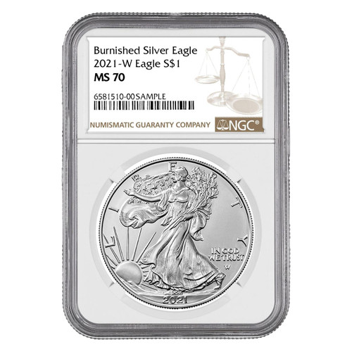 2017-W Burnished Silver Eagle NGC MS70 - Bullion Shark