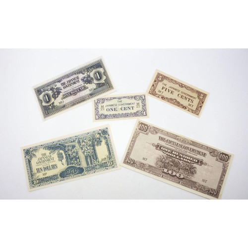 Bullionshark Fall of Singapore: Five Japanese Invasion Notes of Malaya  (Billfold) 