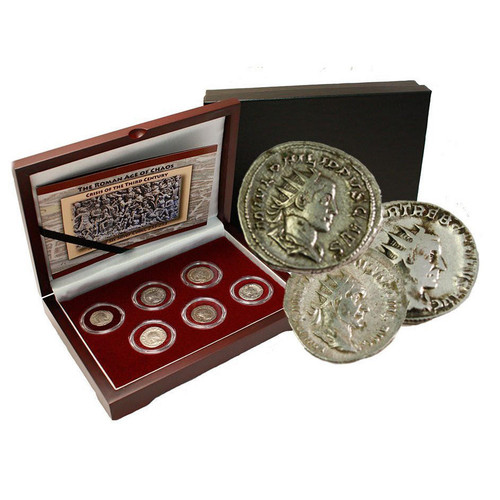 Bullionshark The Age of Chaos: Box of 6 Roman Coins from the Crisis of Third Century (Six-Coin Box) 