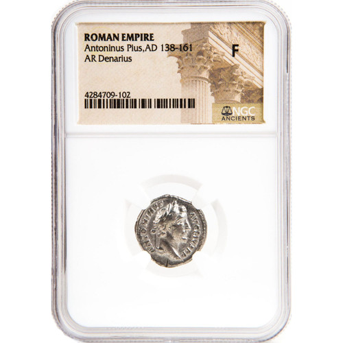 Bullionshark Roman Silver Denarius of Antoninus Pius (AD 138-161)  NGC (F) 