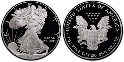  1994-P American Silver Eagle Proof (OGP & Papers) 