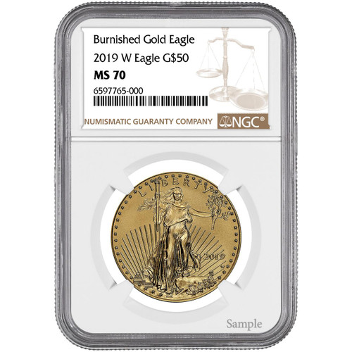 2019-W $50 Burnished Gold Eagle NGC MS70