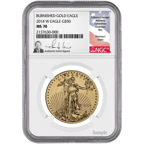 2014-W $50 Burnished Gold Eagle NGC MS70