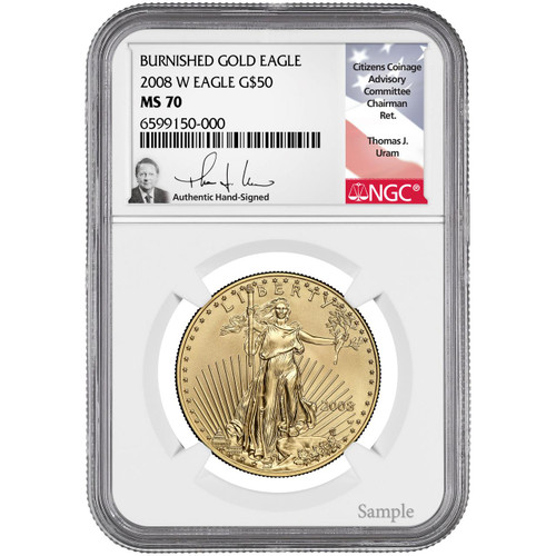 2008-W $50 Burnished Gold Eagle NGC MS70