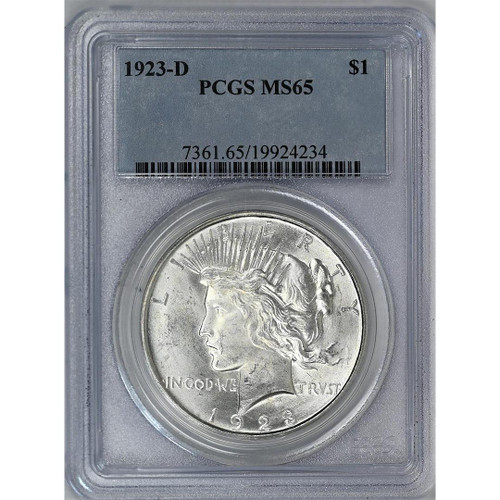 Bullionshark 1923-D Peace Dollar PCGS MS65