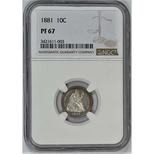 Bullionshark 1881 Proof Seated Liberty Dime NGC PF67 