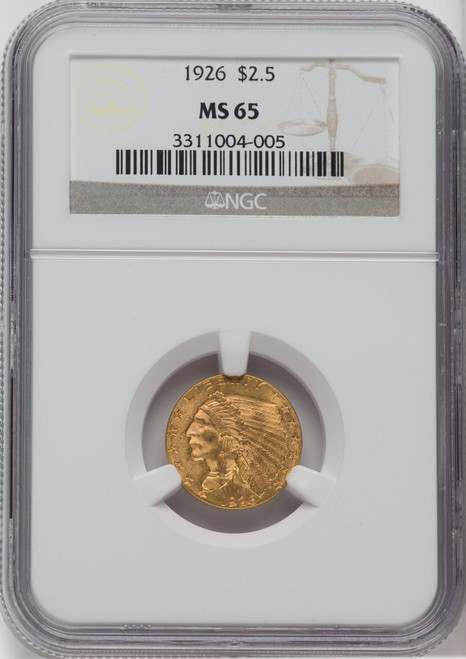 Bullionshark 1926 $2.50 Gold Indian NGC MS65 - 761696003