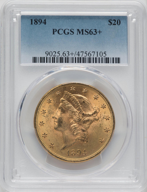 Bullionshark 1894 $20 Gold Liberty PCGS MS63+ 