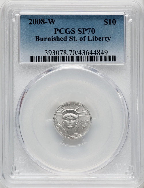 2008-W $10 Burnished Platinum St. of Liberty PCGS SP70