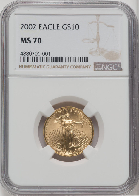 2002 $10 Gold Eagle NGC MS70 Mike Castle Signed