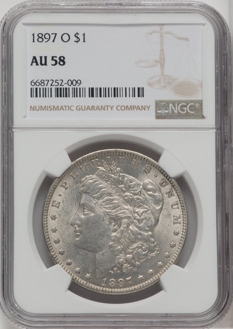 Bullionshark 1897-O Silver Morgan Dollar NGC AU58 