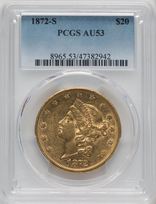  1872-S $20 Gold Liberty PCGS AU53 