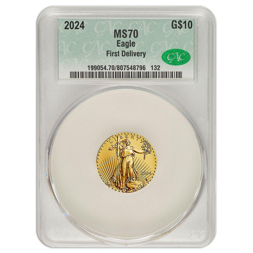 Bullionshark 2024 $10 American Gold Eagle 1/4 oz CAC MS70  First Delivery 
