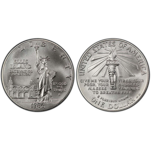 1986 Statue of Liberty Silver Dollar and Half Dollar - 2 pc Set