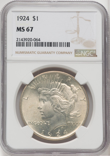  1924 Silver Peace Dollar NGC MS67 - 505787011 