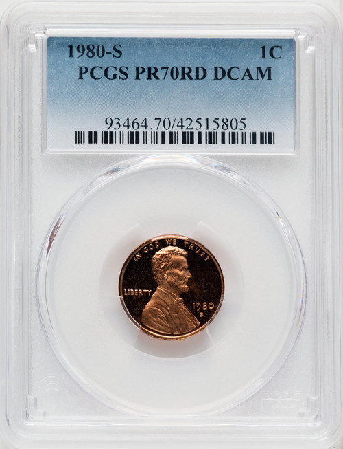 Bullionshark 1980-S Proof Lincoln Cent PCGS PR70RD DCAM 