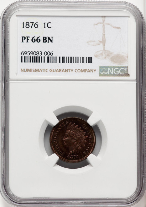 Bullionshark 1876 Proof  Indian Head Cent NGC PF66 BN 