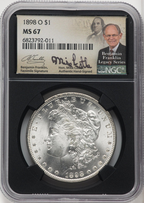  1898-O Morgan Silver Dollar NGC MS67 Mike Castle Signed 