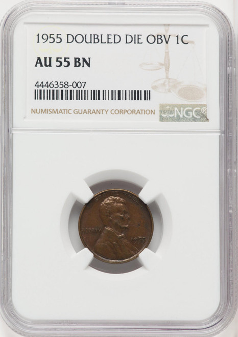  1955 Lincoln Cent DOUBLED DIE OBV NGC AU55 BN 