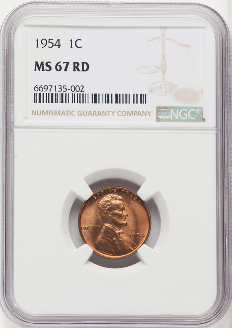  1954 Lincoln Cent NGC MS67 RD 