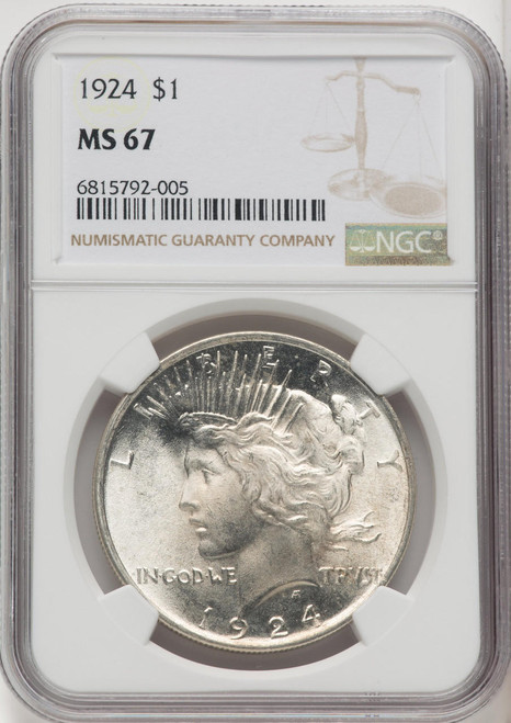 Bullionshark 1924 Peace Silver Dollar NGC MS67 - 765692001 