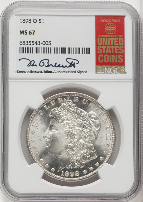 Bullionshark 1898-O Morgan Silver Dollar NGC MS67 Kenneth Bressett Signed 