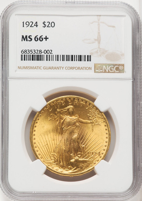  1924 $20 Saint Gaudens NGC MS66+ - 766556016 