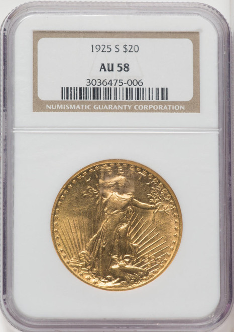 1925-S $20 Saint Gaudens NGC AU58 